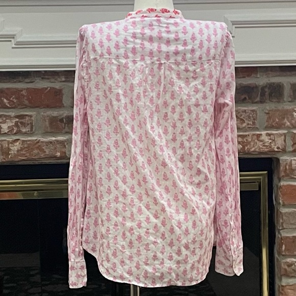 J. Crew leaf print, button up, pink and red blouse / S / Excellent condition - Picture 6 of 14